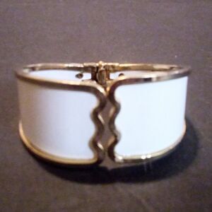Vintage Gold and White Clamper Cuff Bracelet *